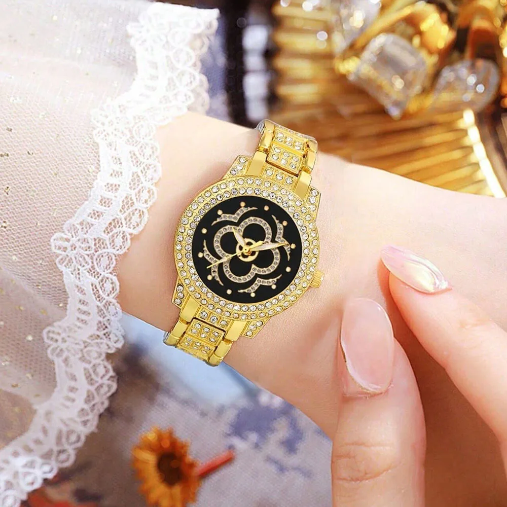 7PCS Set Women Luxury Casual Fashion Quartz Watch Necklace Earring Bracelet Ring Wristwatches Dress Clock Set Montre Femme