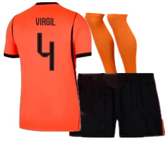 NIEUW! Hotselling thuis- en uittenue Nederlands kinderkit 2026/27 Holland oranje shirt op maat geschilderd