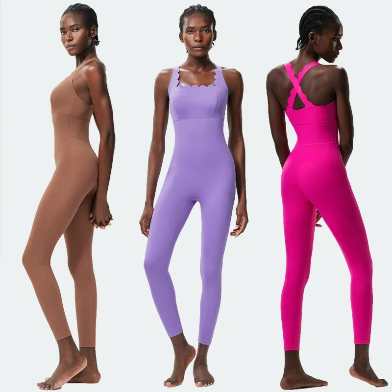 

One Piece Gym Running Suit Women Buttery Soft Slim Fit Yoga Jumpsuit Breathable Super Stretch Workout Clothes Female Sportswear