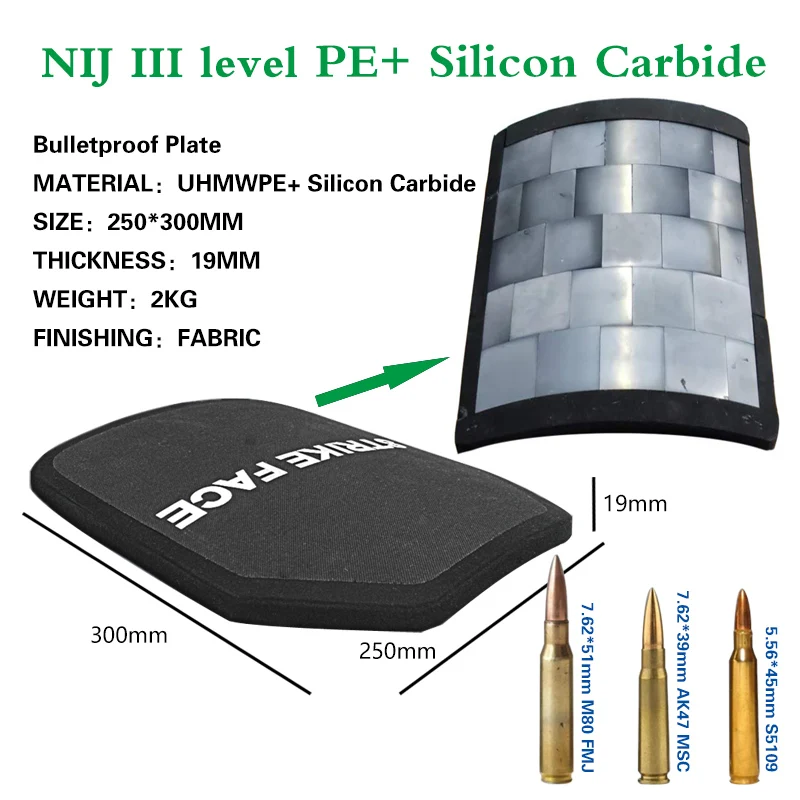 NIJ III-Silicon Carbide Bulletproof Armor Plate, Mochila Balística, Stand Balístico, Soft Armor Panel