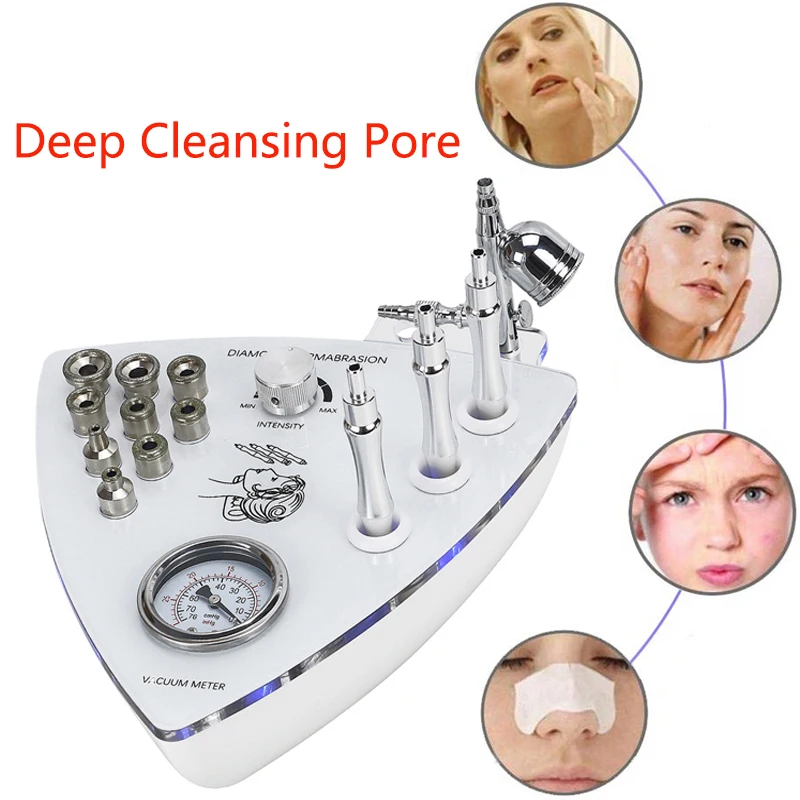 Microdermabrasion Machine Diamond Tip Water Spray Exfoliation Wrinkle Beauty Skin cleaning Tool Suction Black head Device