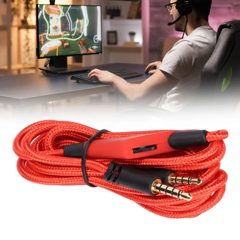 Slider Volume Control 3.5mm to 3.5mm Replacement Audio Cable 2m/6.6ft Nylon Braided Cable for Astro A10 A40TR Gaming Headset