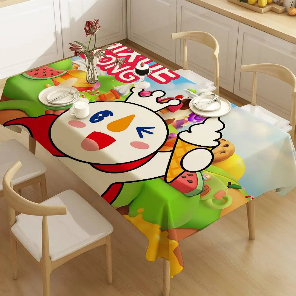 Cute Mixue Ice Cream & Tea Logo Home Tablecloths Dining Decoration And Rectangular Table Accessories Waterproof Anti-stain