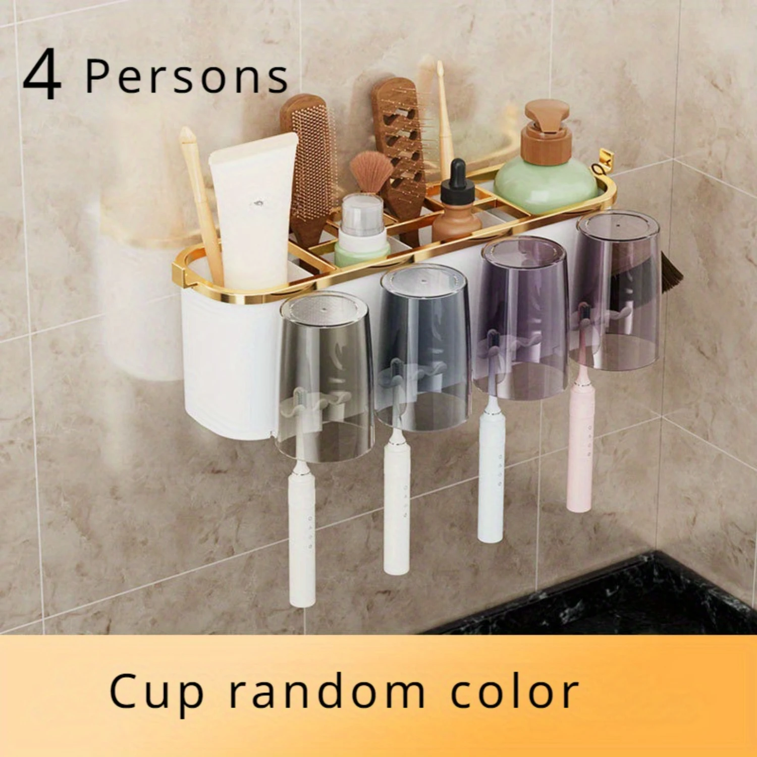 Space-Saving Wall-Mounted Toothbrush & Gargle Cup Holder - Multi-Functional Bathroom Organizer For  And Commercial Use