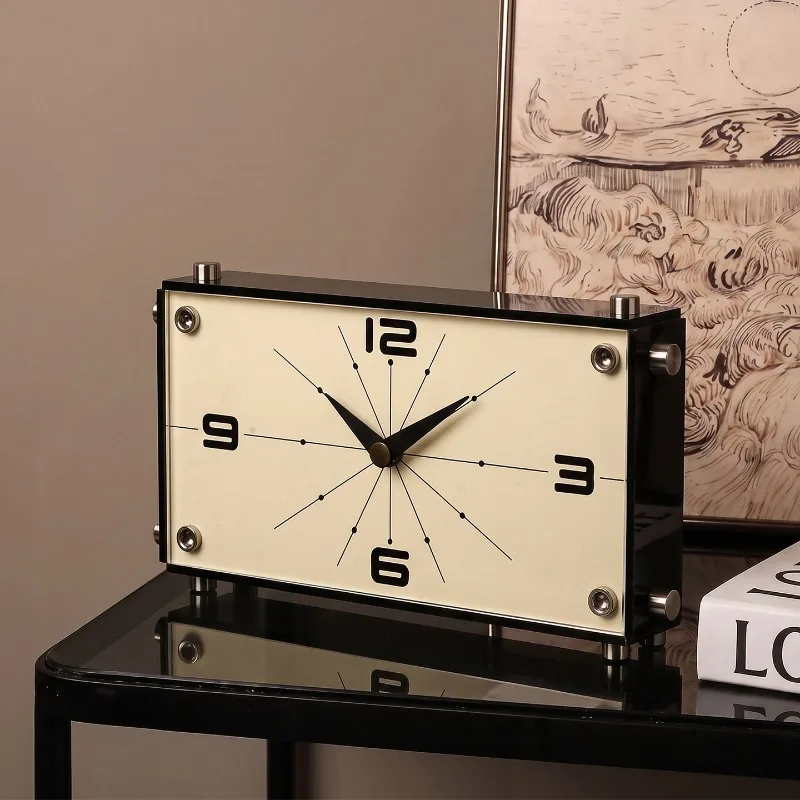 Modern Minimalist Table Clock Desktop Decoration Aesthetic Desk Clock Elegant Luxury Rectangel Silent Clocks Interior Ornaments