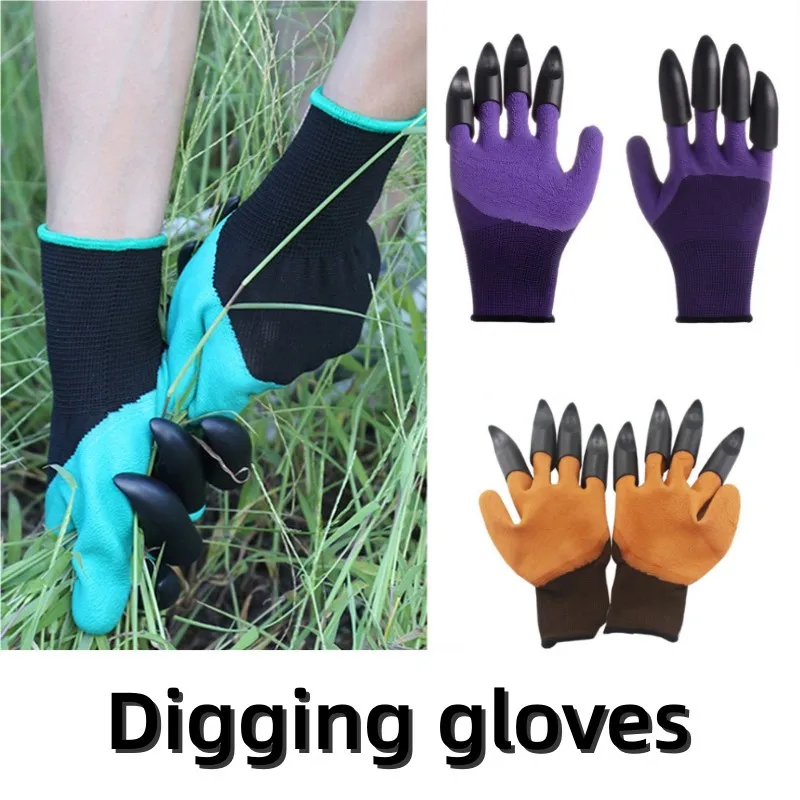 Digging Gloves Gardening Dipping Labor Protection Paws Garden Planting Vegetable Flower Weeding Protection Garden Rubber Gloves