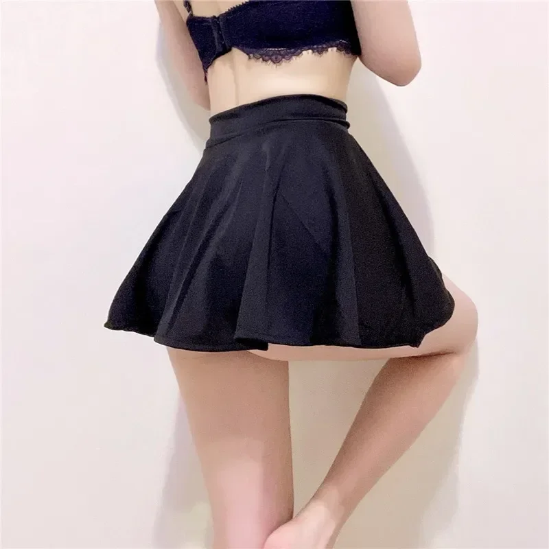 FREEAUCE Women A Line Short Pleated Skirt High Waist Black Sexy Skirts Girls White for Woman Sports Mini Skirt Clothing