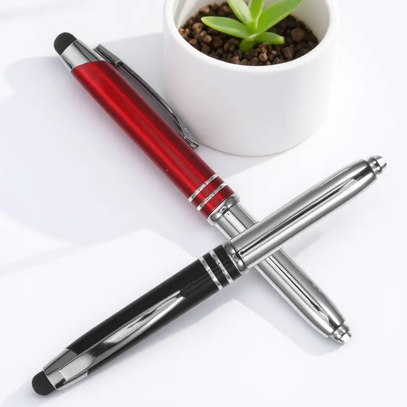 4Pcs Metal Ballpoint Pens LED Light Pen Smooth Writing Portable Lighted Tip Pen for Touchscreen Metal Ballpoint Pens