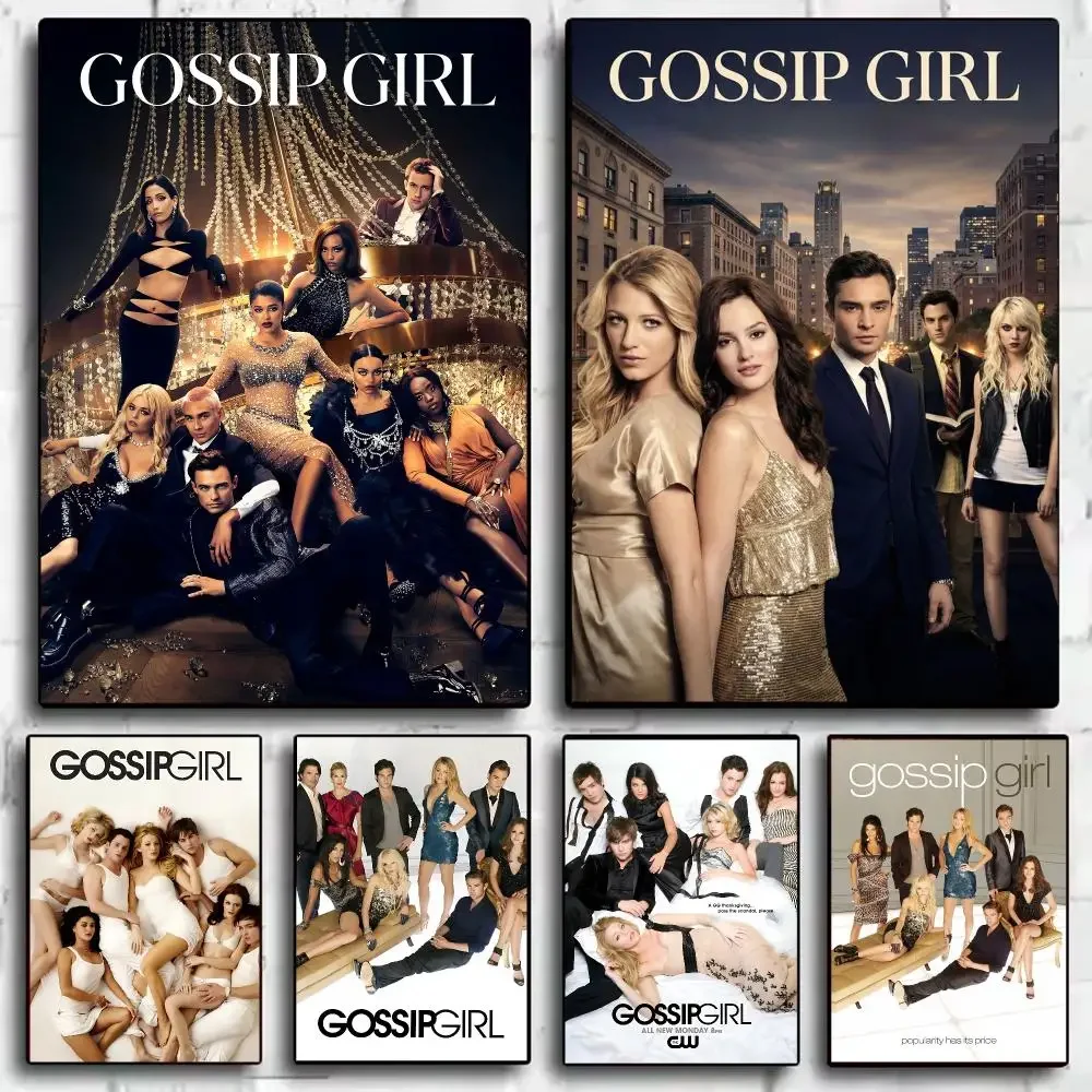 Classic TV G-Gossip Girl Poster Self-Adhesive Decorative Wall Sticker Print for Bedroom Living Room Hallway Home Decor Gift