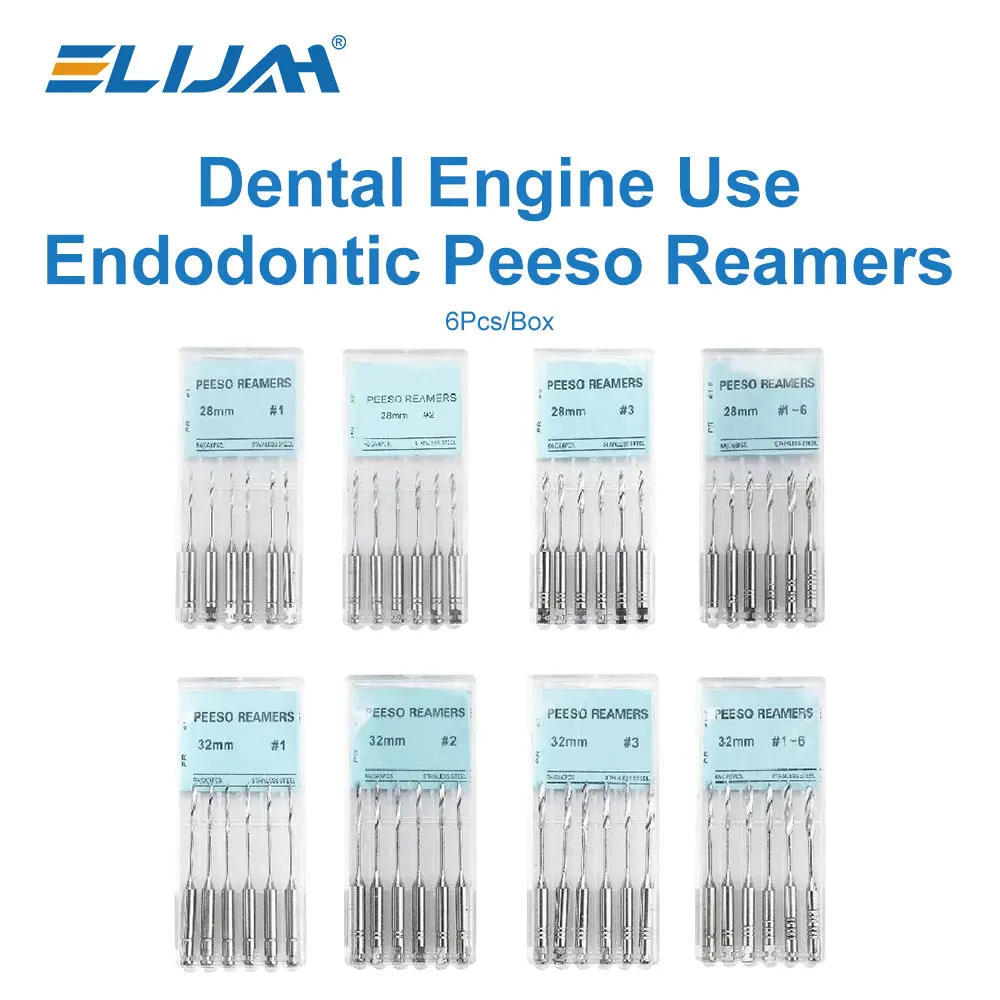 ELIJAH 6 قطعة/صندوق موسعات بيسو للأسنان 28 مللي متر/32 مللي متر محرك استخدام مخرطة اللبية أزيز الحفر مخرطة بيسو تدريبات كبيرة ملفات إندو