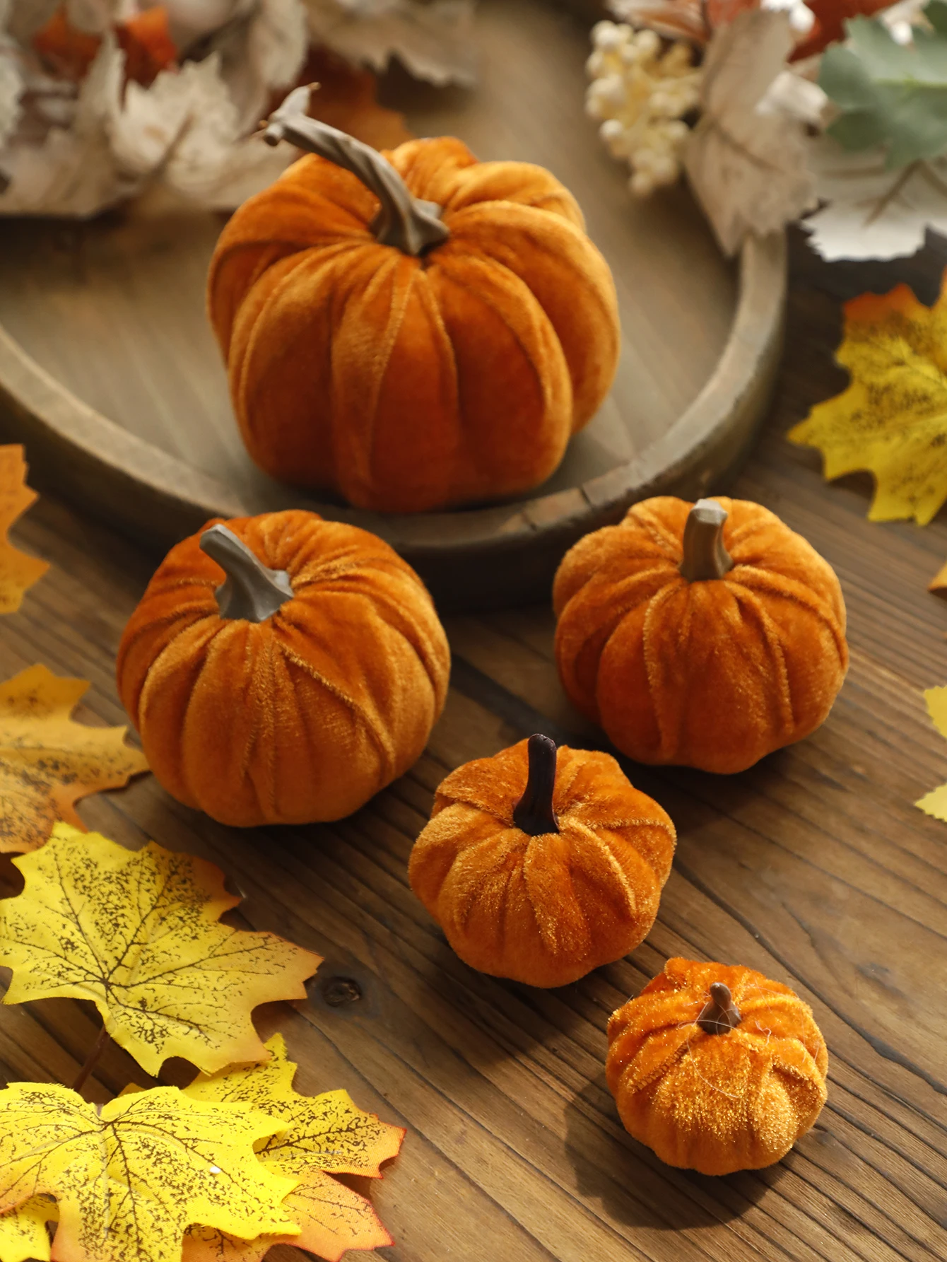 ديكور القرع المخملي الاصطناعي ، ديكور اليقطين البني للخريف ، عيد الهالوين ، عيد الشكر ، حصاد الخريف ، هدية ديكورات المنزل