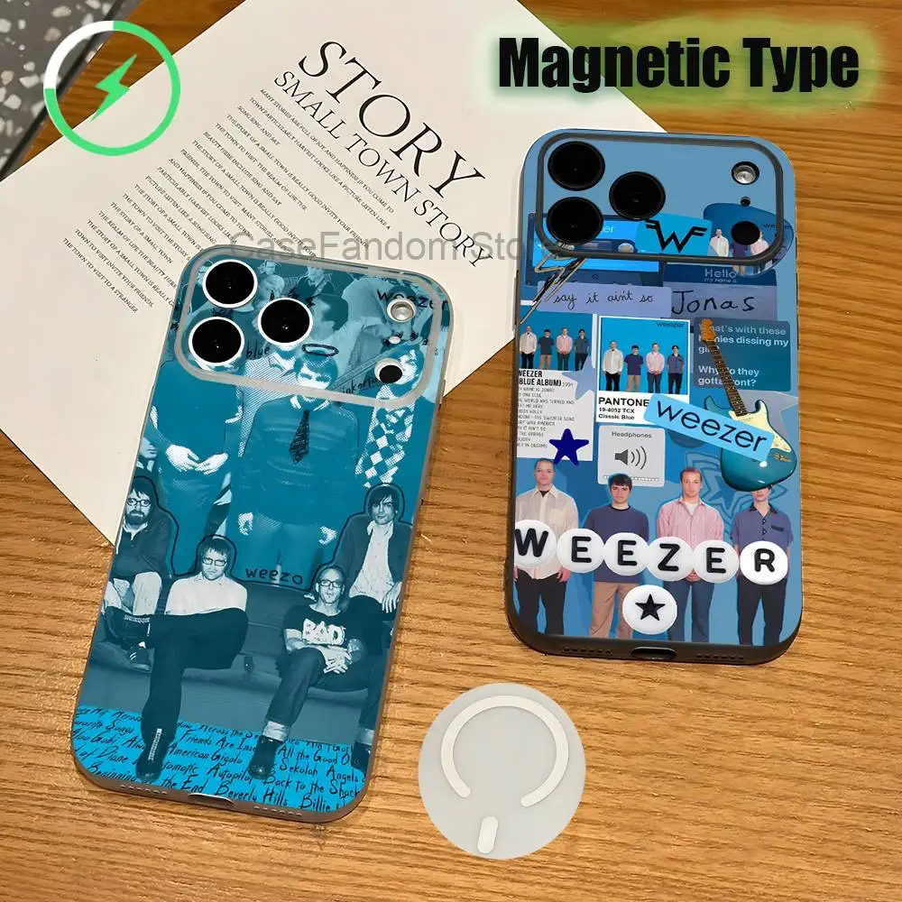 

Band W-Weezer Transparent White Phone Case For iPhone 17,16,15,14,13,12,11,Pro,Max,Plus Magnetic Wireless Charging