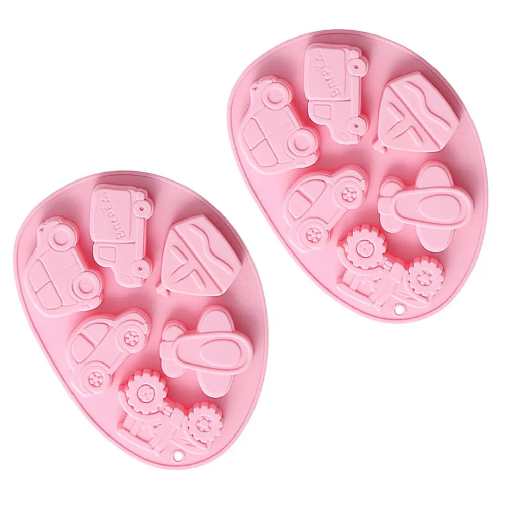 Molde de silicona con temática de vehículos, 2 uds., molde 3D para pastel de chocolate, molde flexible antiadherente para hornear dulces, moldes para pasteles, moldes para galletas