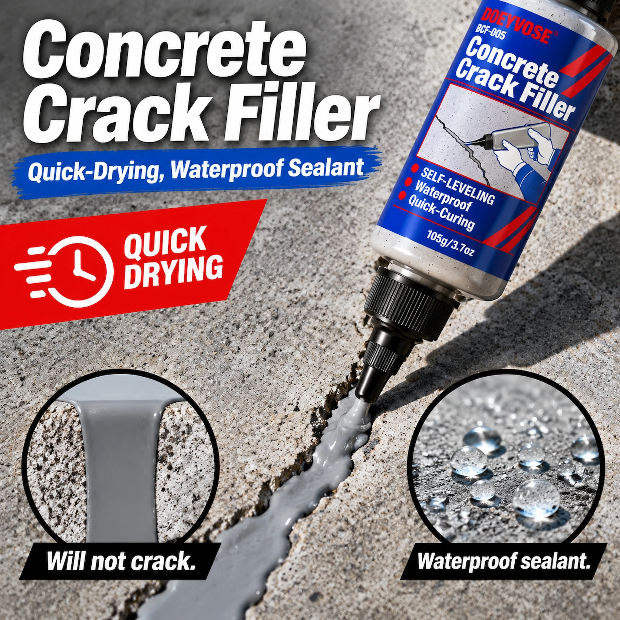 Waterproof Concrete Crack Filler 105g Concrete Repair Sealant for Garage Driveway Foundation Repair