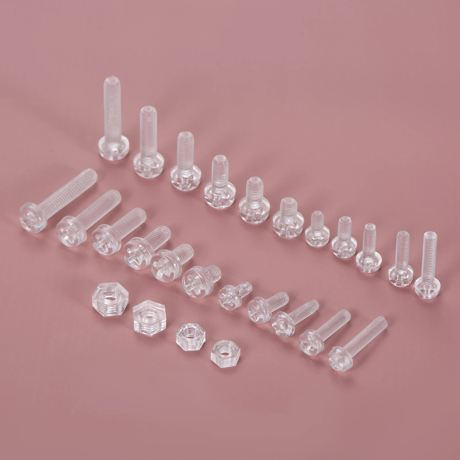 20Pcs M3 M4 Plastic Screws Nut Transparent Acrylic Phillips Cross Pan Hand Tighten Screw Bolt Threaded Length 6/8/10/12/15/20mm