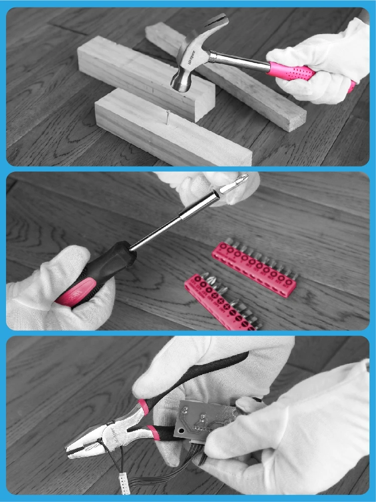 Household Tool Set Multifunctional Full Set Pink Gift Toolbox High Carbon Steel Material Hardware Tools Daquan Daily Toolbox