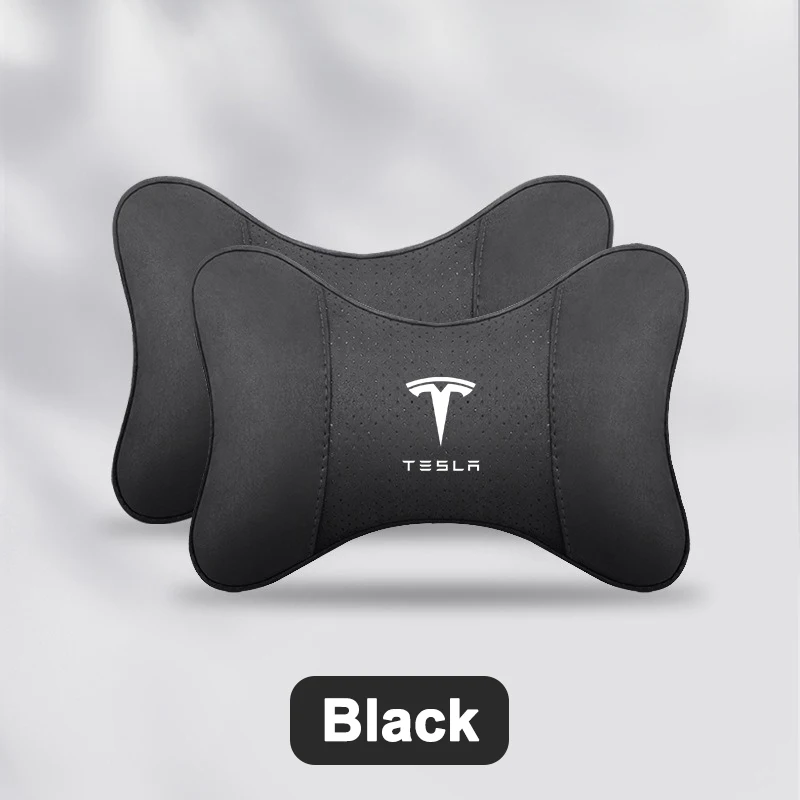 2PCS Car Seat Headrest Pillows Neck Support Protect Cushion For Tesla Model 3 Model S X Model Y Roadster SpaceX Auto Accessories