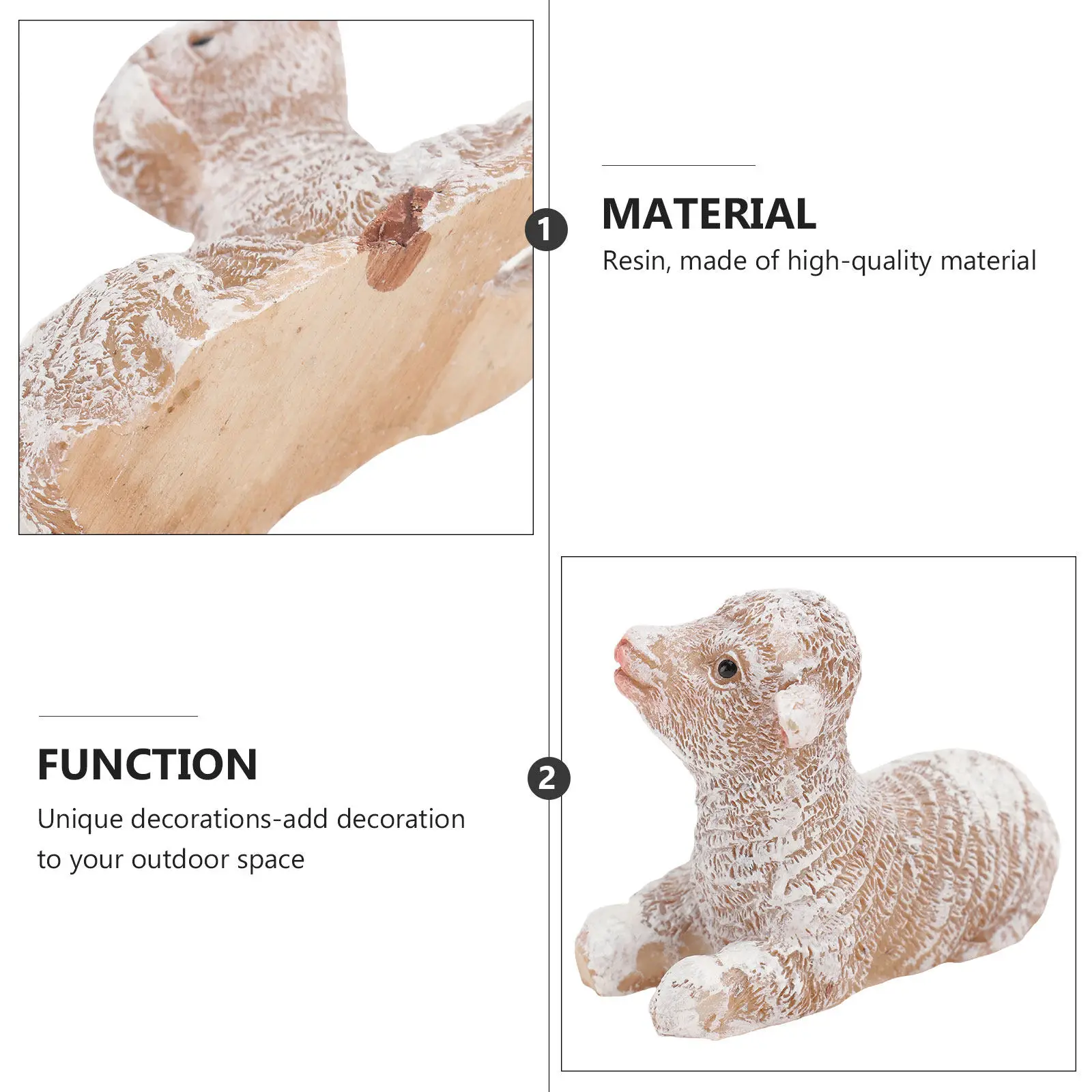 2Pcs Resin Emulation Sheep Ornament Khaki Garden Yard Decoration Creative Home Bonsai Decoration Desktop Craft Garden Ornament