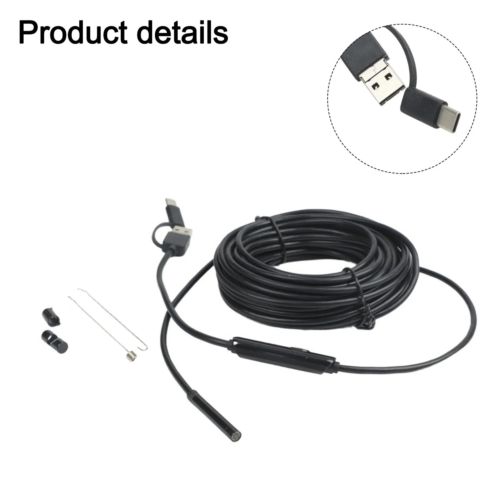 130W Pixel Industrial Borescopes 480P Resolution Built-in LED Lighting 10M Waterproof Usb Borescope 5.5MM Lens Diameter