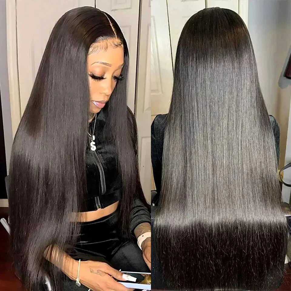 

Glueless Straight 7x5 6x4 Lace Closure Human Hair Wigs Pre Plucked Wigs Straight 13x4 Lace Frontal Wig For Black Women 32inch