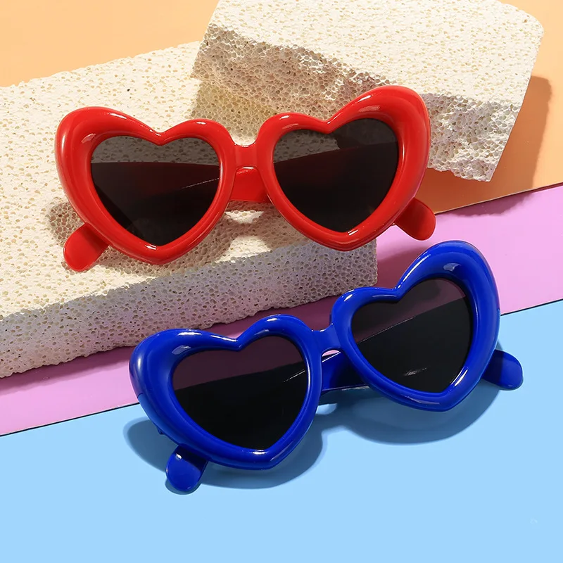 2024 New Children's Sunglasses And Funny Inflatable, Cute Heart Shaped Sunglasses, Female Instagram, Concave Shape