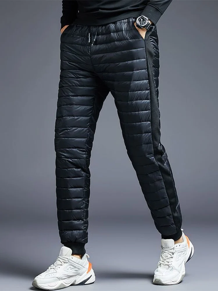 Men's down Pants Lightweight Inner Warmth Mid-Aged And Elderly Cold Resistance Pants Indoor-Outdoor Casual 90 Duck down Pants