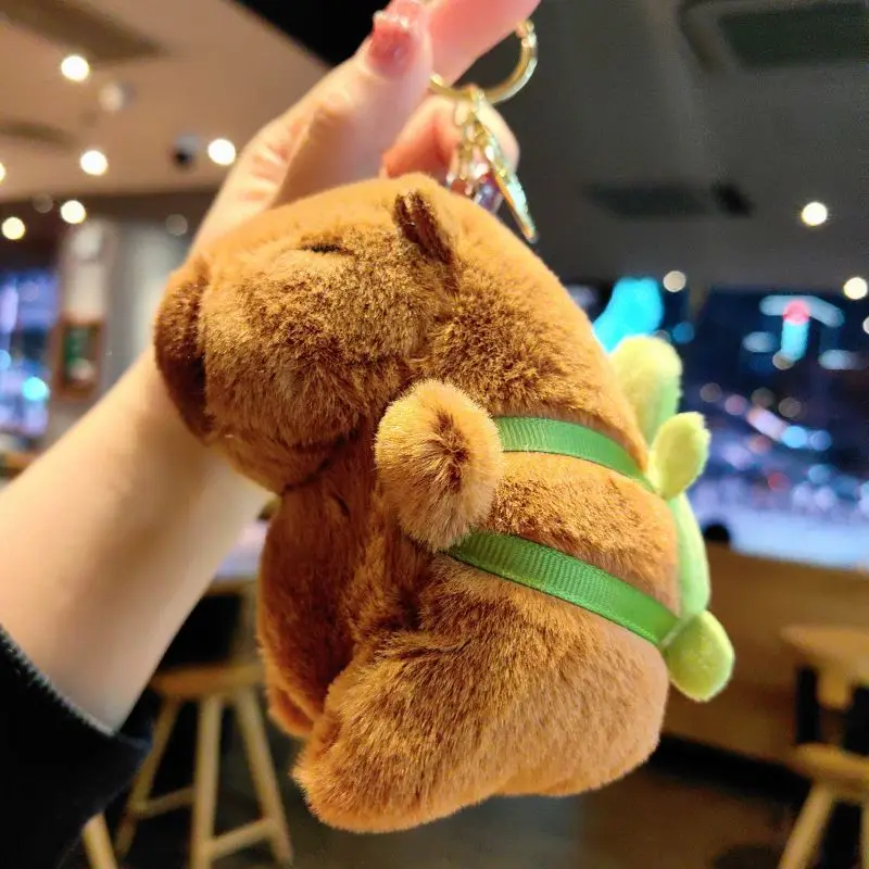 Lindo llavero con colgante de capibara, pez globo, juguete de peluche, regalos de muñecas suaves, bolsa de transporte, colgante Kawaii, Animal esponjoso creativo, regalo para niños