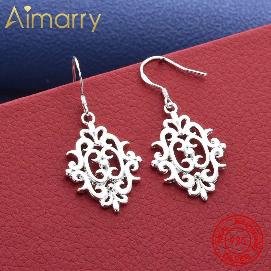 

Hot 925 Sterling Silver Street Fashion Retro Window Grilles Earrings For Women High Quality Jewelry Christmas Gift Wedding