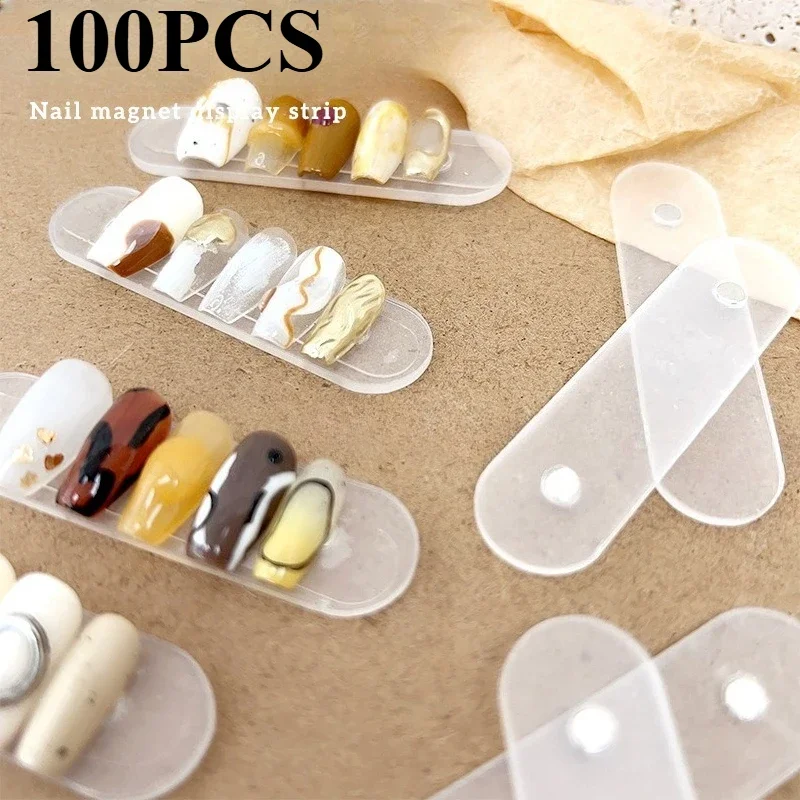False Nail Tips Display Stand With Magnet Transparent Practice Acrylic Gel Polish Holder Strip Manicure Showing Tools