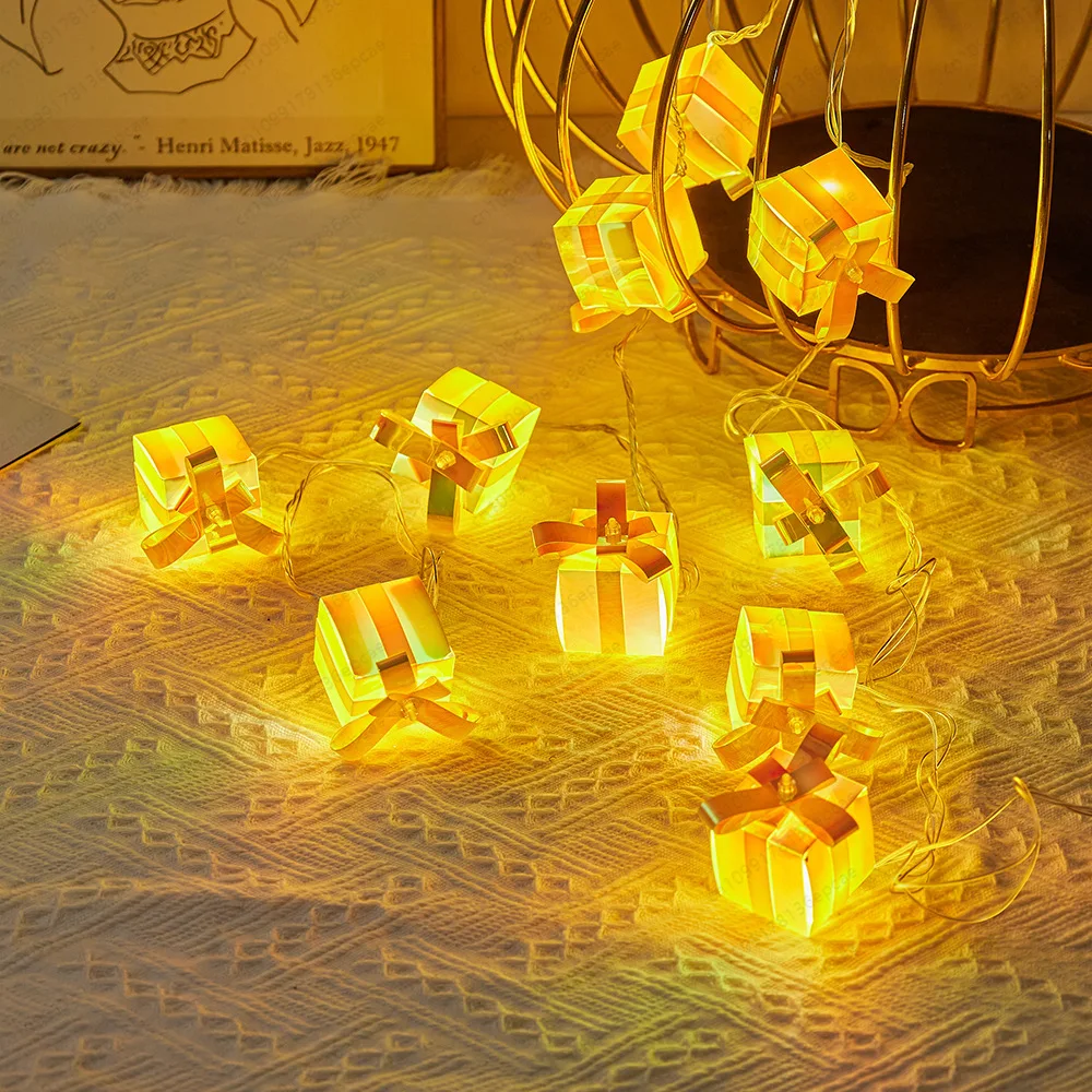 Gift box shape Magic 10 series party set lights Halloween holiday atmosphere lights