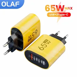 65W GaN Charger Type C Mobile Phone Fast Charging PD Charger Adapter For Xiaomi Samsung USB Type C Micro USB Cable For iPhone