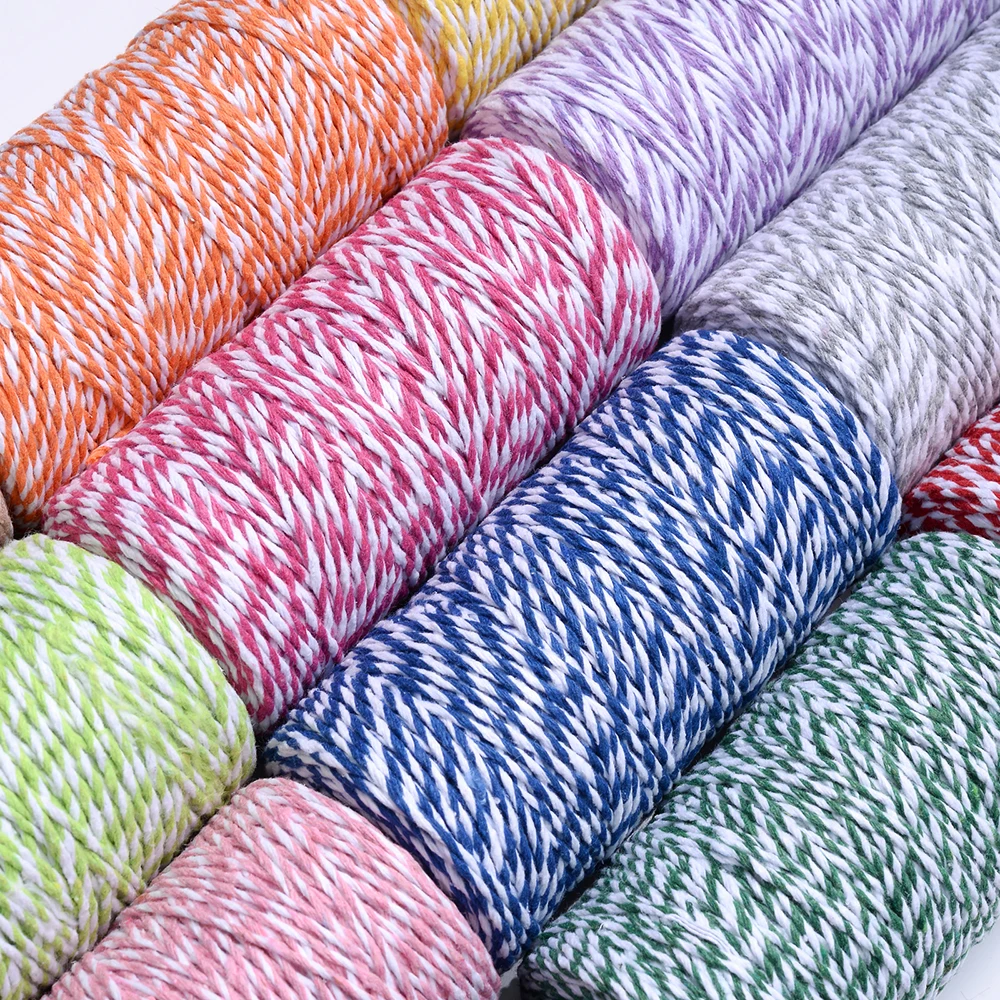 100m/Rolle 1,5mm Buntes Zweifarbiges Baumwollseil zum Stricken und Nähen für DIY Handgestrickte Kleidung, Kopfbedeckungen, Handschuhe und Socken – Detail 3