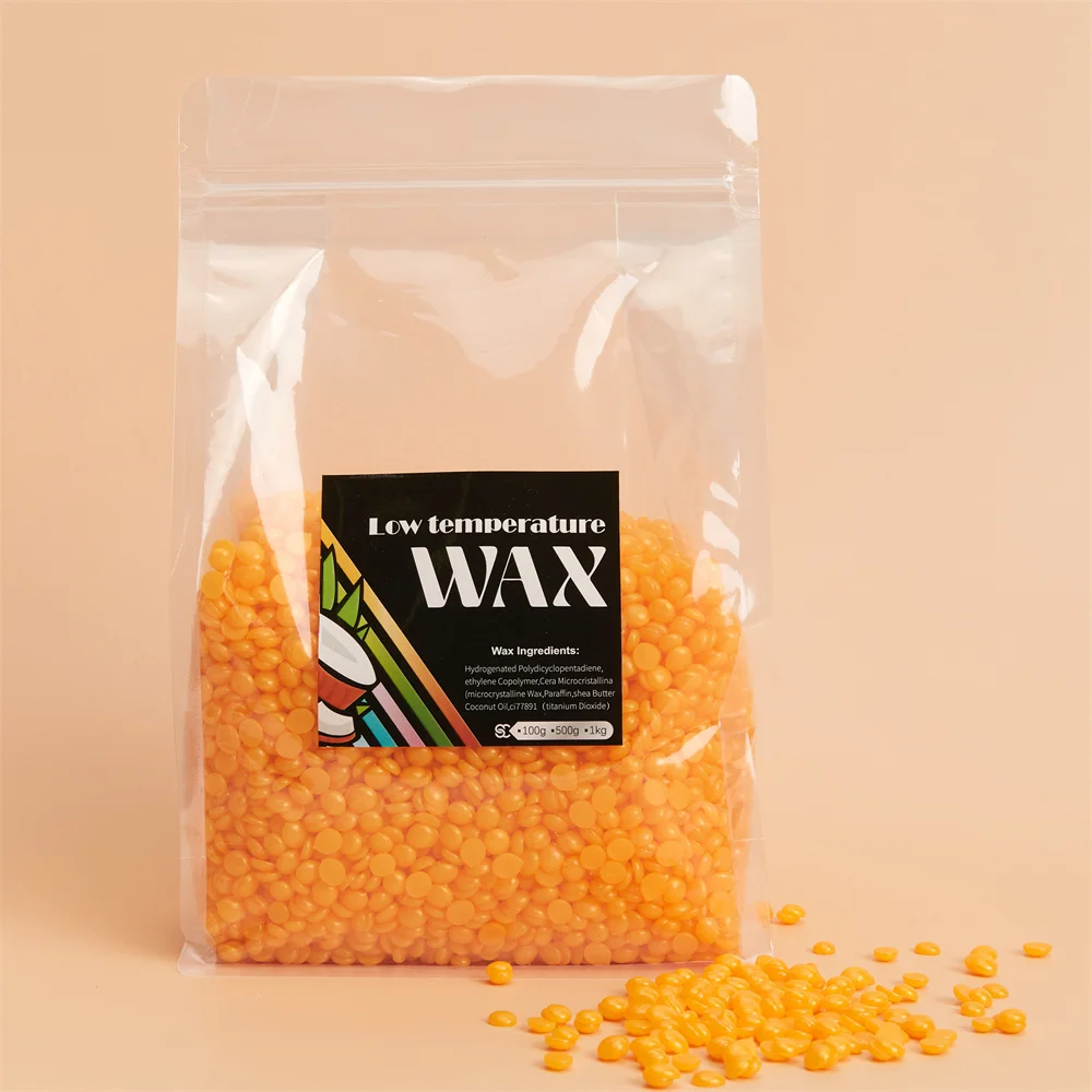 Beauty Spa quality Doll Wax Pearlescent gold depilation wax beans orange 1kg glitter wax hard solid hard rosin free depilation