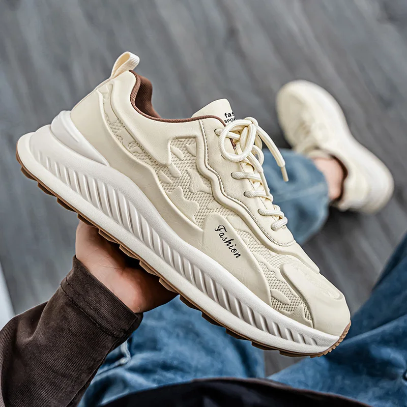 

Белая удобная дышащая противоскользящая обувь, осенняя новая мужская повседневная обувь, износостойкие мужские кроссовки на толстой подошве