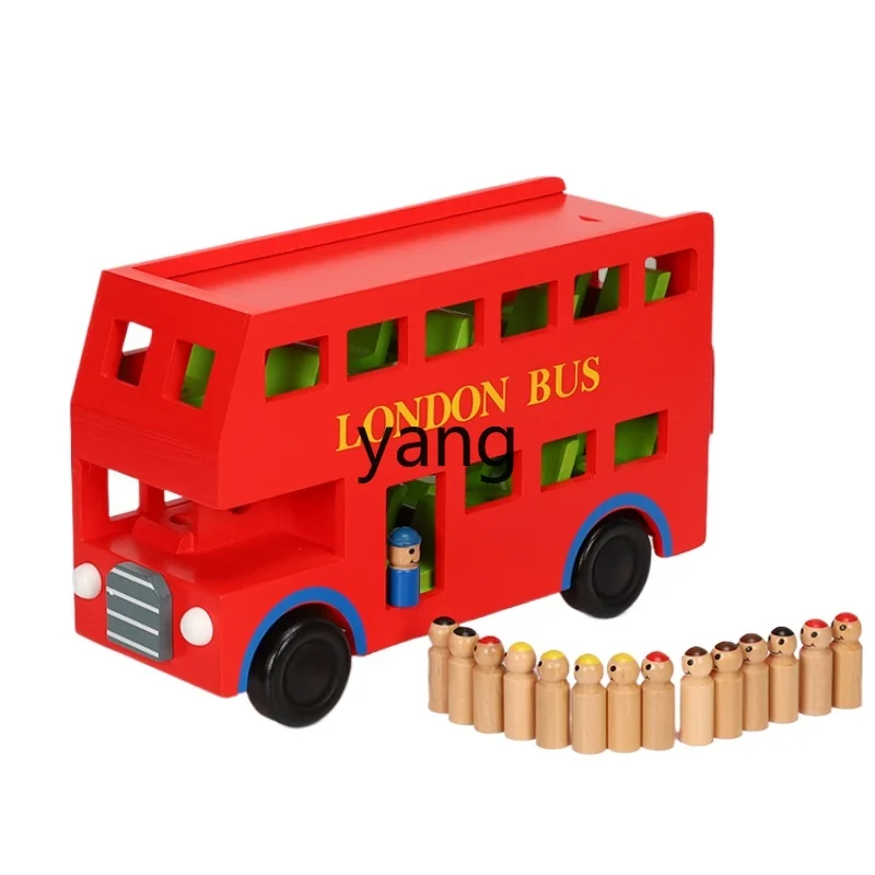 CX Children's Wooden Car Model Transport Large Toy Bus London Double Layer Bus