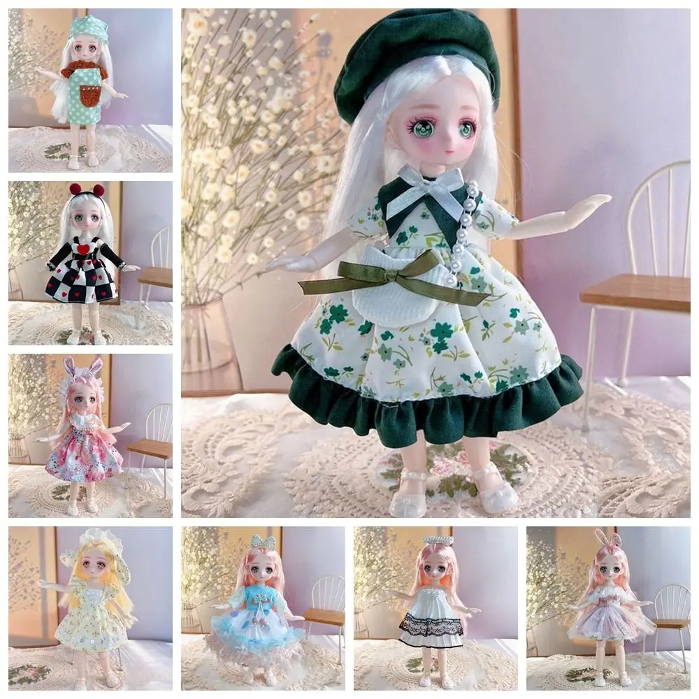 

Dressing Doll with Clothes BJD Doll 3D Eyes Simulated Eye Simulated Eye Hinge Doll Cute 23cm Removable Joints Doll Girls Gifts
