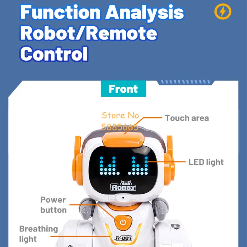 Multi função inteligente dança música elétrica rc robô brinquedo 2.4g demonstração automática sensor de toque iluminação colorida robô controle remoto