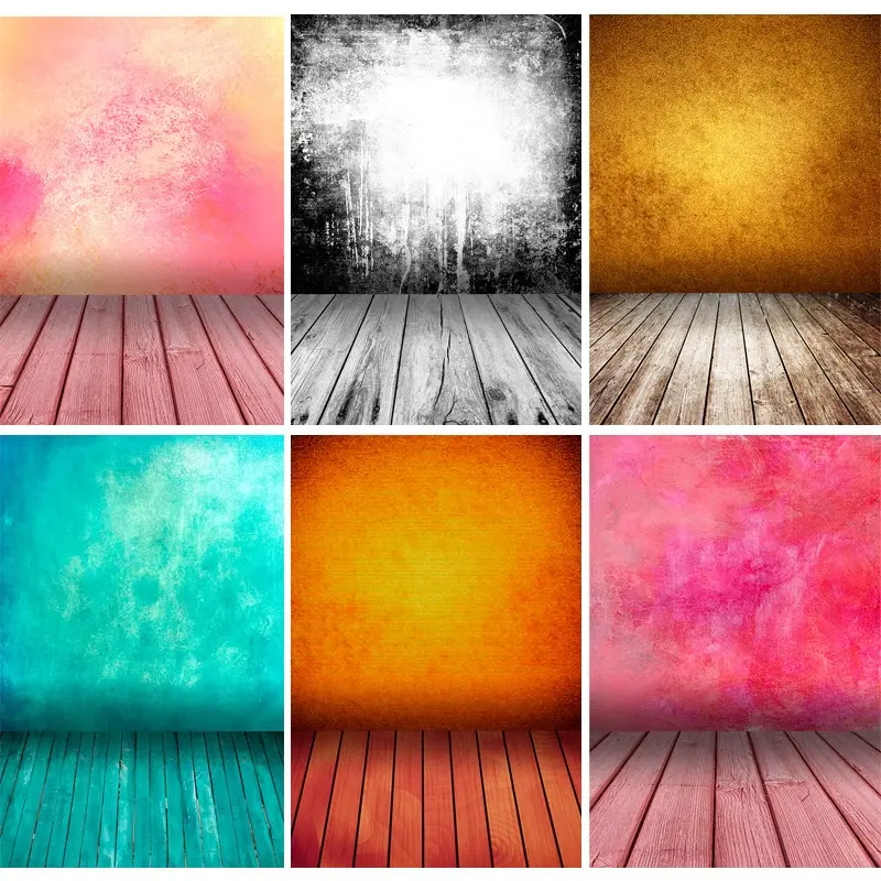 

Vintage Gradient Solid Color Photography Backdrops Props Brick Wall Wooden Floor Baby Portrait Photo Backgrounds MB-27