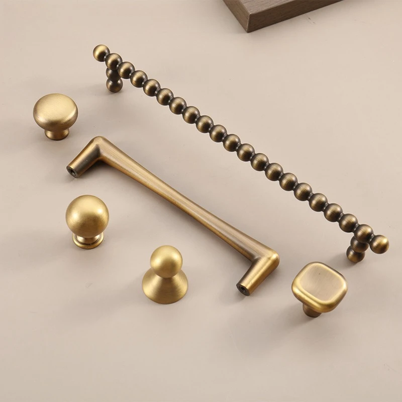Brass Brushed Cabinet Door Pull Handle Light Luxury Cabinet Door Handle Wardrobe Long Pull Drawer Single-Hole Furniture Hardware