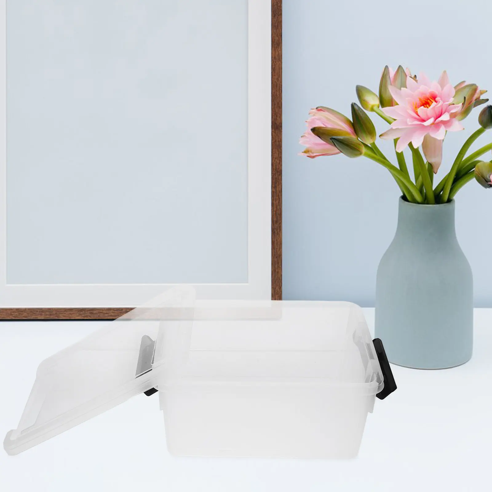 

Прозрачный настольный органайзер для файлов с крышкой для офисных документов, канцелярских принадлежностей и мелких предметов, прозрачный пластиковый контейнер для документов