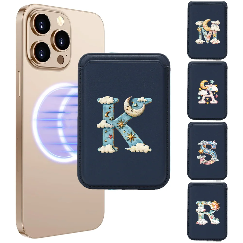 

Deep Blue Detachable Card Wallet PU Leather Phone Back Card Holder Slim & Portable, Ideal For Students Iridescent Cloud Pattern