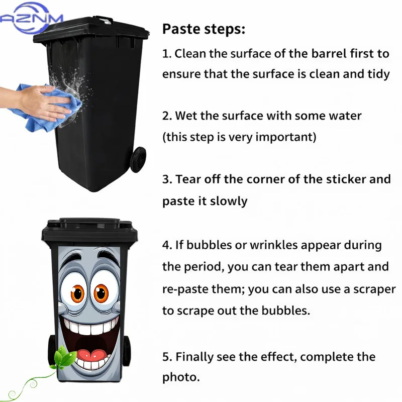 Trash Can Sticker Crazy Laughing Monster Face Themed Design, Self-Adhesive Wall Decal Decorative Wallpaper for Kitchen Trash C view 5