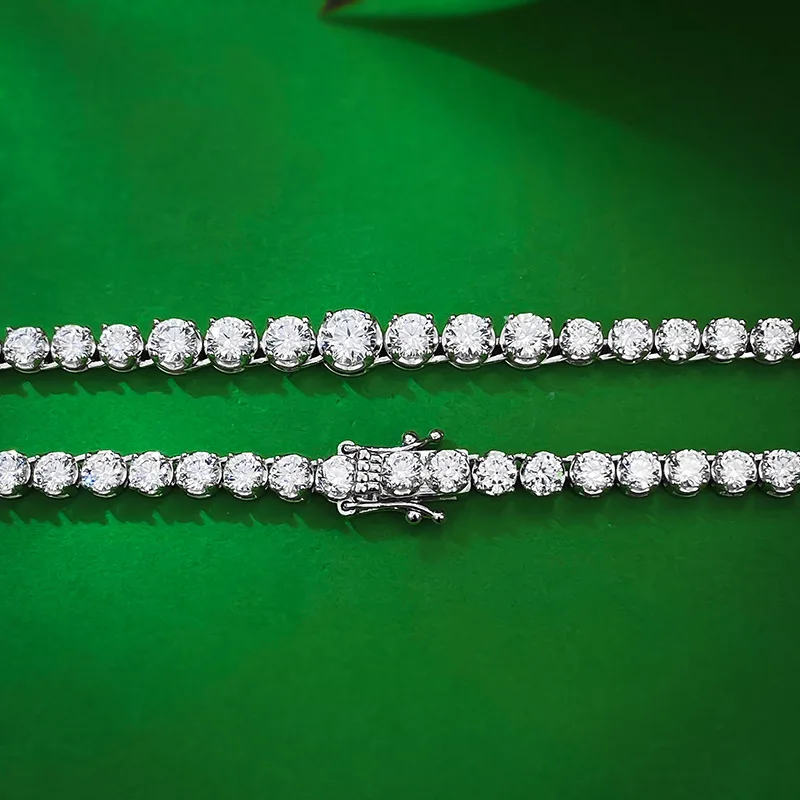 Apaison 925 Sterling Silver Full High Carbon Diamond Chain Necklace With Gift Box For Women