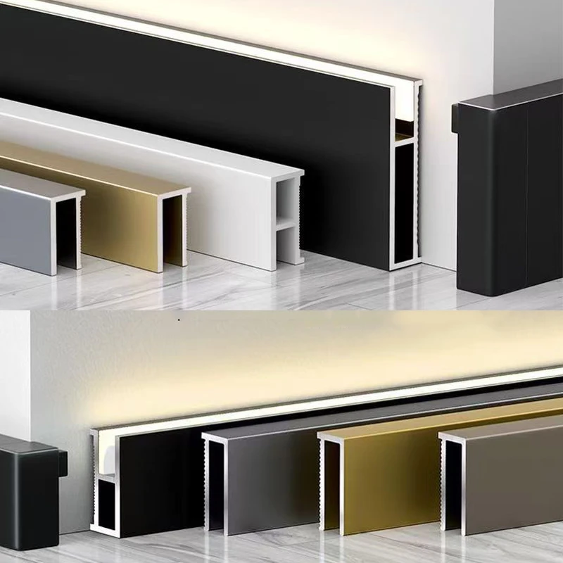 H15/26/50mm Minimalist Skirting Aluminum Profile Hard Bar Light For Cabinet Wall Decor Baseboard Ceiling Linear Channel Lighting
