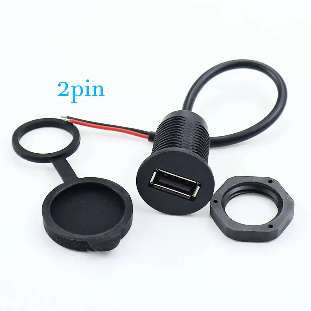 1 Piece 2/4Pin USB Female Connector IPX5 Waterproof with Locking External Threads USB 2.0 Power Port Charging Connectors