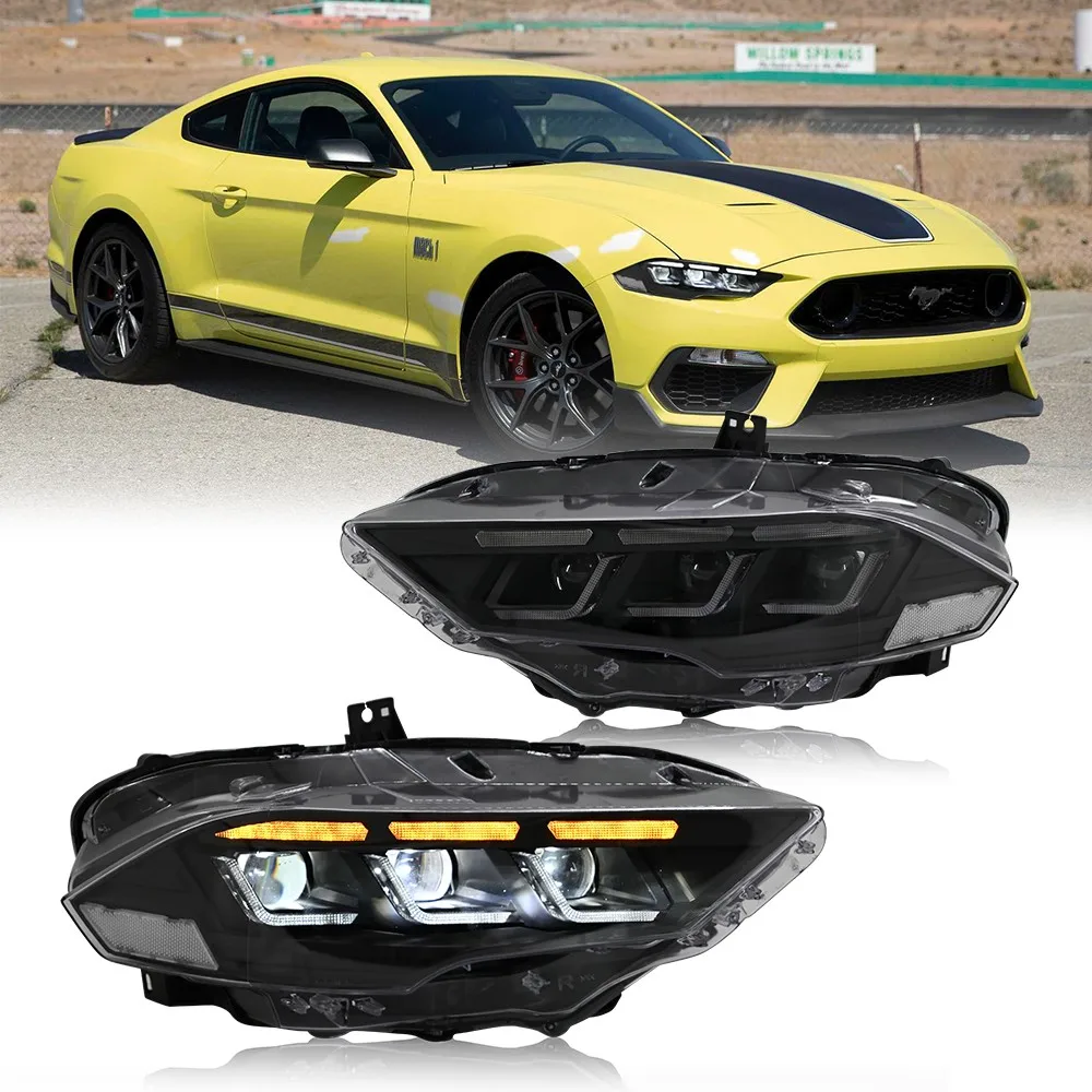 

Pair Full LED Headlights Assembly For 2018 2019-2023 Ford Mustang Projector Headlamps DRL