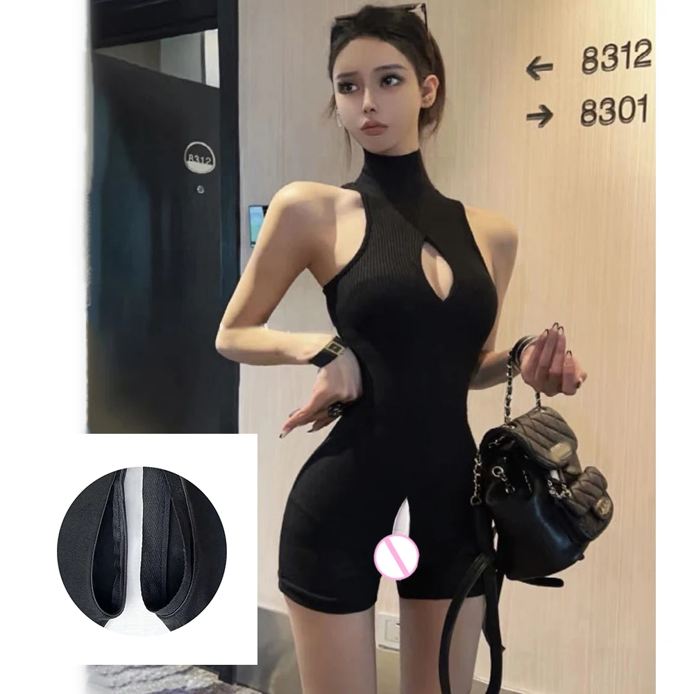 

Невидимые открытые промежности для уличного секса, большие размеры, полые цельные шорты без рукавов, женские комбинезоны, экзотизм, чистое желание