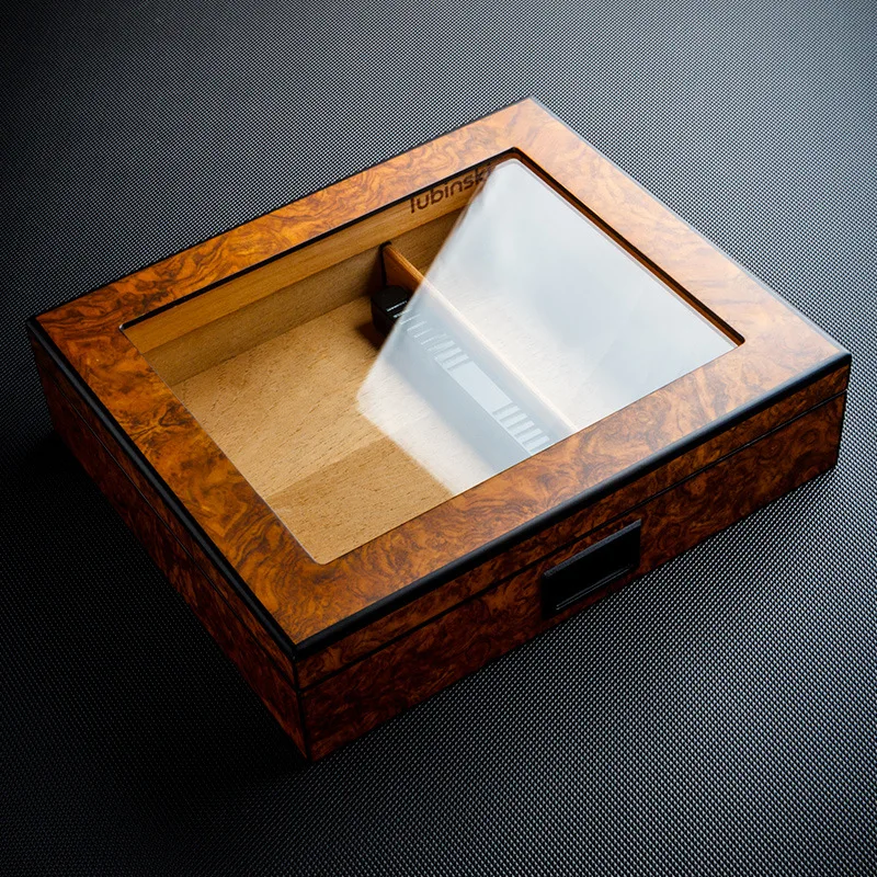 Cigar Moisturizing Box Perspective Window Cedar Wood Portable Cigarette Box Gift Household Cigar Box