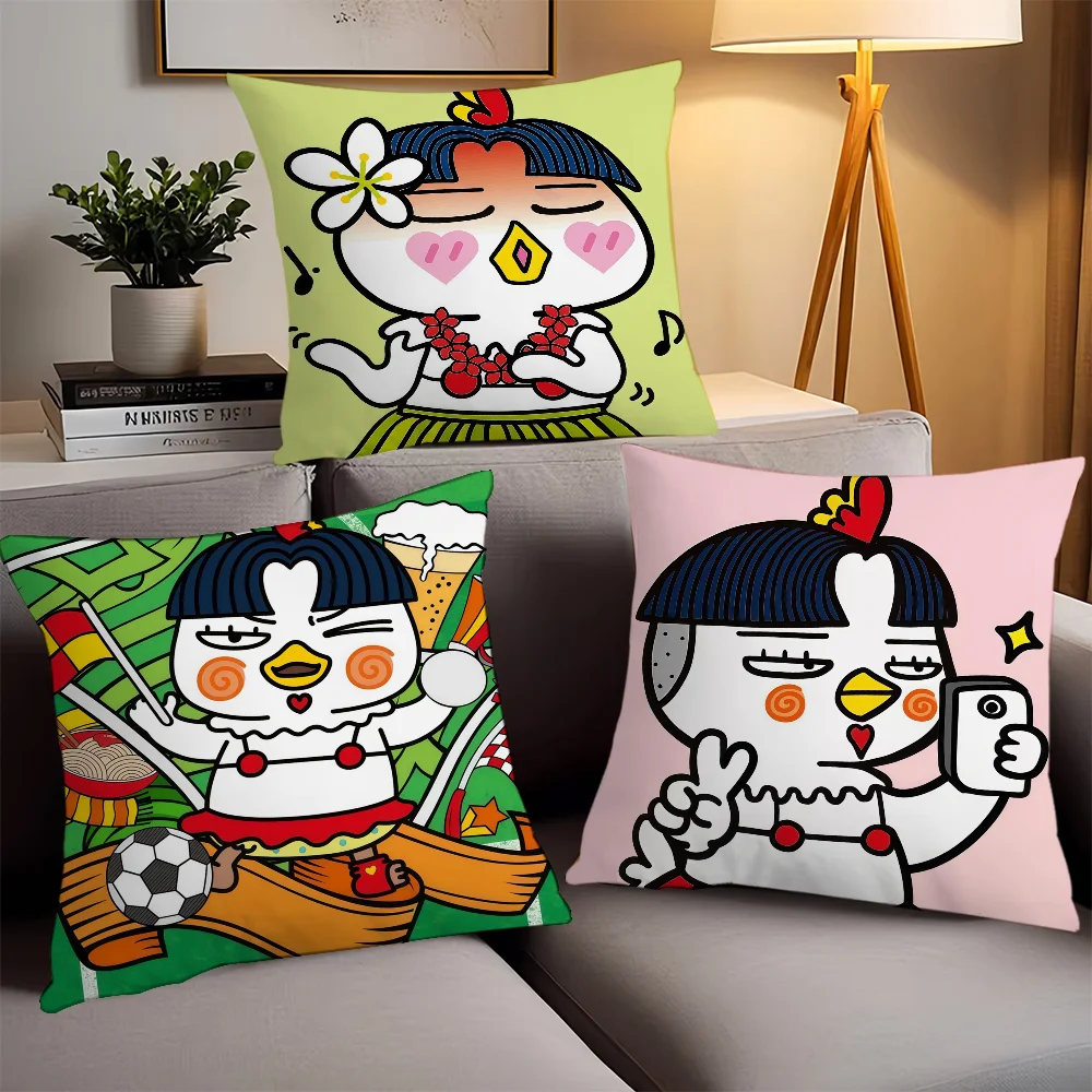 Spicy funny cartoon B-Buldak R-Ramen Pillow Case Office Cushions Suitable For Sofa Car Bedroom Decorative Cushion Cover