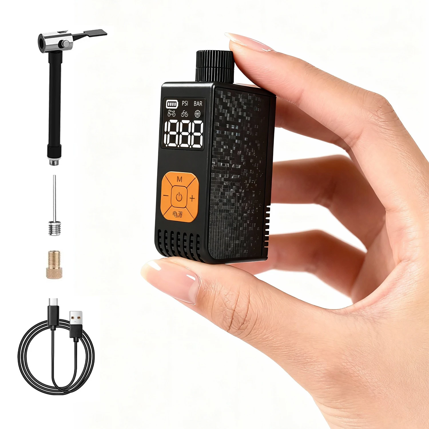 

Hot Sale Rechargeable Electric Air Tire Pump With Presta Valve Plastic Material High Pressure Portable Bike Pump For Bicycle